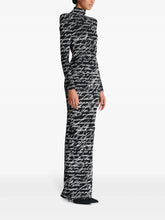Long sleeve script-print gown with high neck – Nokil